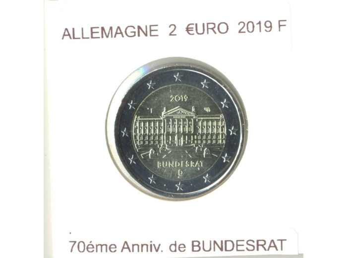 ALLEMAGNE 2019 F 2 EURO COMMEMORATIVE 70 eme ANNIVERSAIRE DE BUNDESRAT SUP