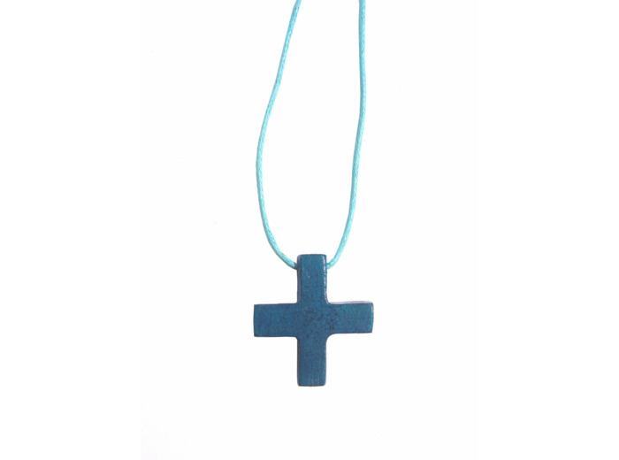 Croix pendentif teintée bleue 25mm