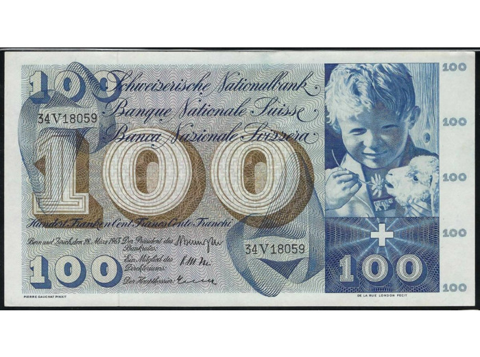 SUISSE 100 FRANCS FRANKEN 28-03-1963 SERIE 34V SUP