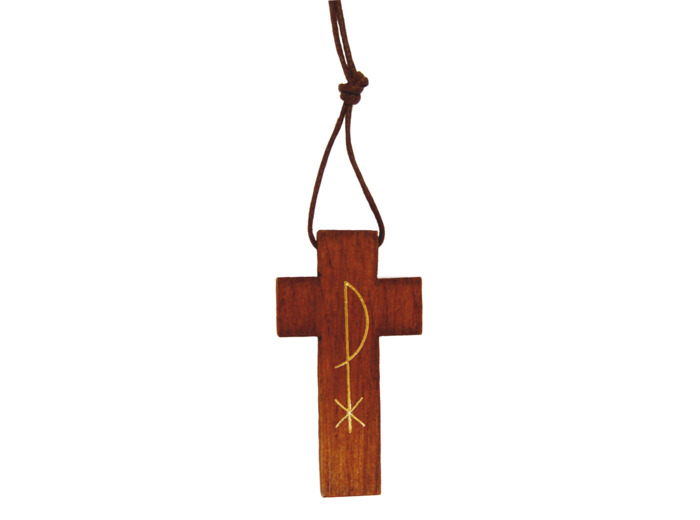 Petit Croix en Bois Pax + Lacet 4,5cm