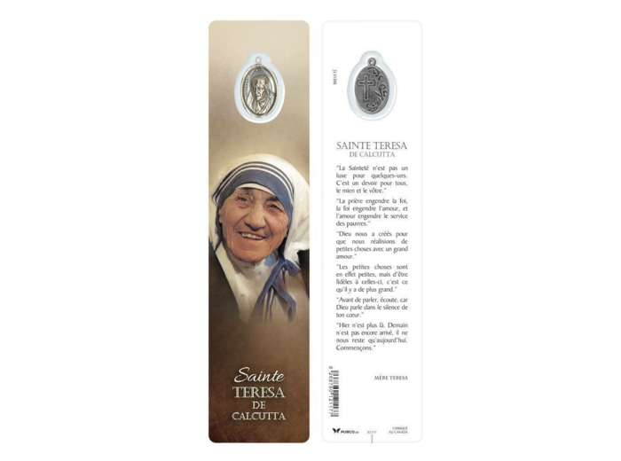 Signet plastifié avec médaille -STE TERESA DE CALCUTTA