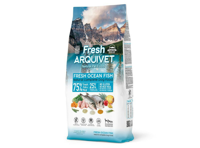 Croquettes ARQUIVET Fresh Farm, Poissons de l'Océan pour chiens adultes - 10KG