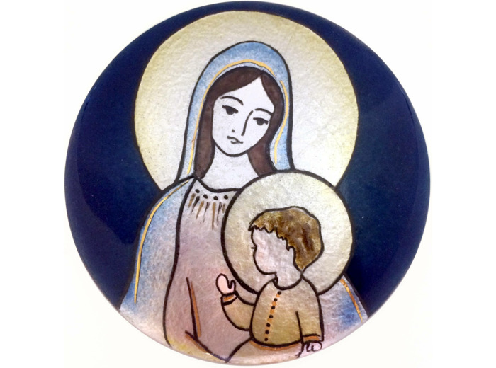 Vierge du bon secours sans fleur D8,3cm - EMAUX DU LIBAN