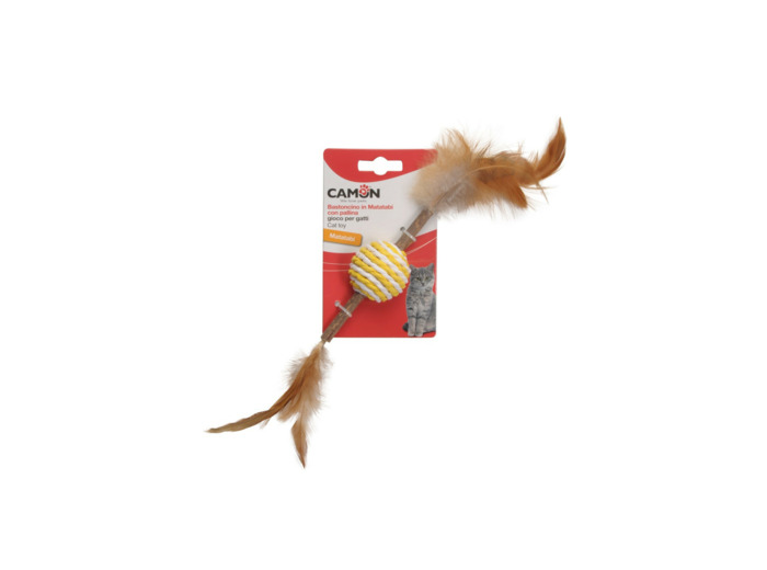 Jouet Chats, Bâton de matatabi avec balles + plumes - 13cm