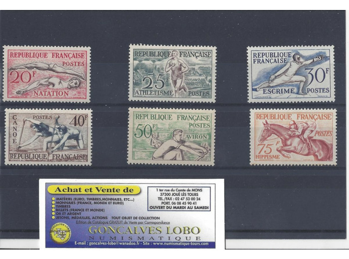 YVERT 960 a 965 JEUX OLYMPIQUES D'HELSINKI Serie 6 Timbres NEUF