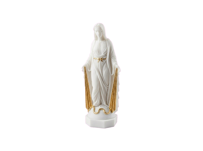 Vierge Miraculeuse avec rayons - Statue en albâtre 12cm -Avec dorures