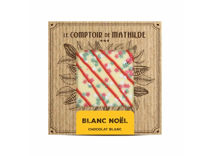 Tablette Chocolat Blanc Rayures Noël 80G