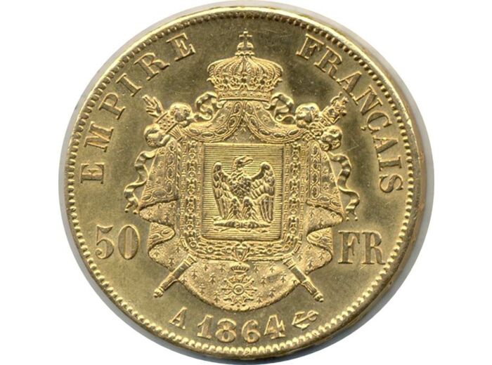 FRANCE 50 FRANCS OR NAPOLEON III 1864 A TTB+ (G1112) Gold Oro