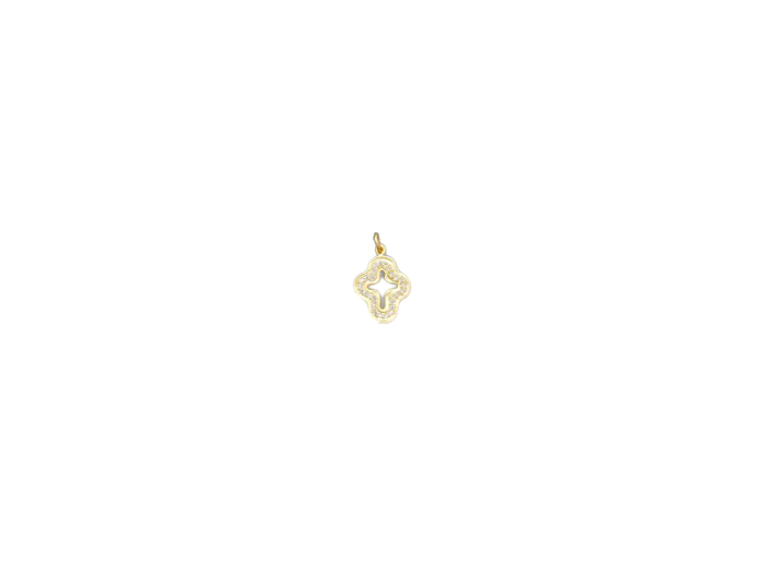 Médaille strass forme CROIX argent 925 Plaqué Or 2,8cm- Croix ajourée