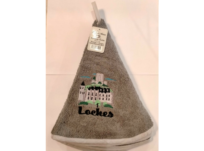 Torchon Cloches " Loches " gris - 65 cm