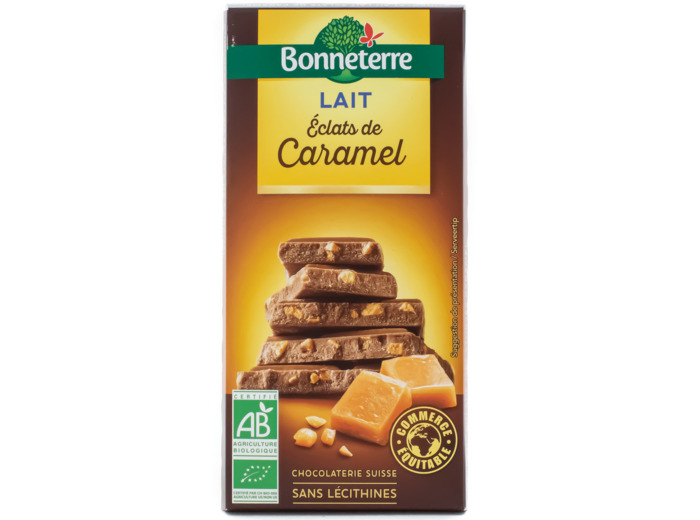 Tablette de Chocolat au Lait Éclats de Caramel Bio 100g