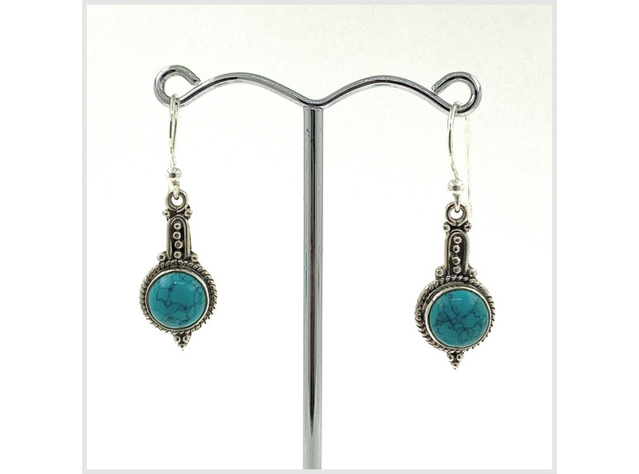 Boucles d'oreilles Turquoise et Argent Massif