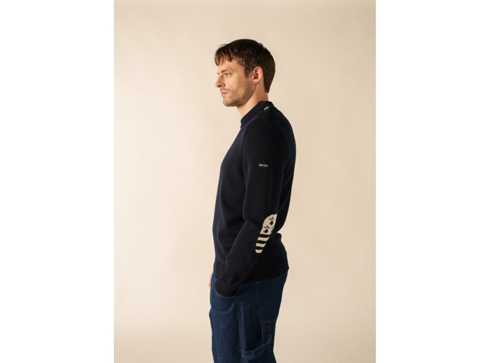 Pull Mondiovision Bretagne en laine, à coudières contrastées