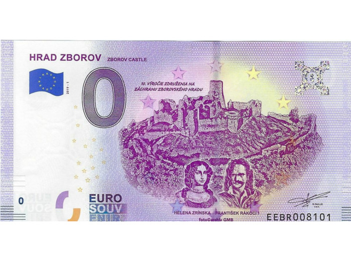 SLOVAQUIE 2019-1 HRAD ZBOROV BILLET SOUVENIR 0 EURO TOURISTIQUE NEUF