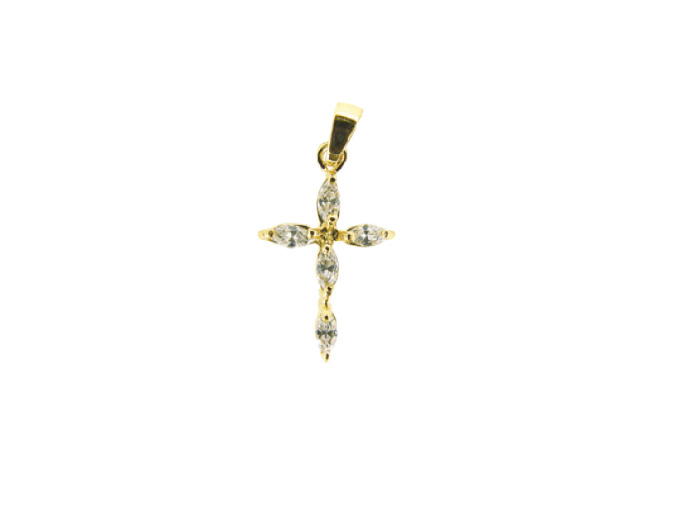 Croix en Plaqué Or 18x24mm avec Oxyde de Zirconium