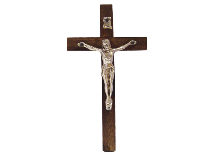 Crucifix en Bois 15cm  + Christ Métal