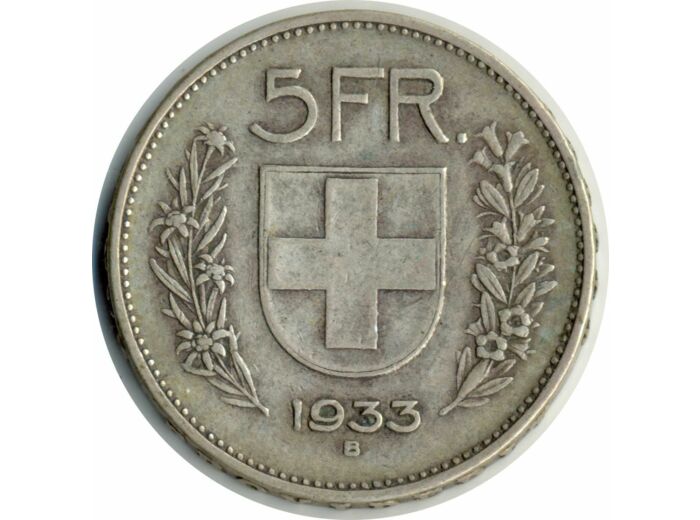 SUISSE 5 FRANCS 1933 B TB+