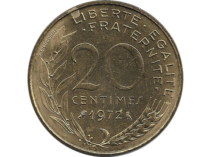 FRANCE 20 CENTIMES LAGRIFFOUL 1972 SUP+