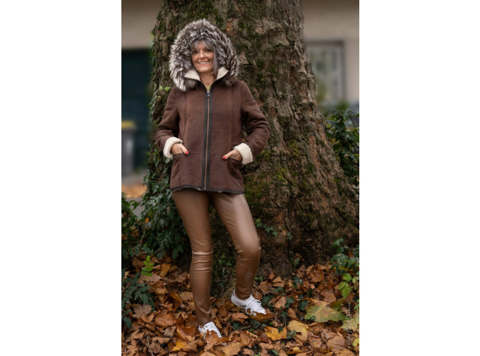 57344 Veste femme cuir marron