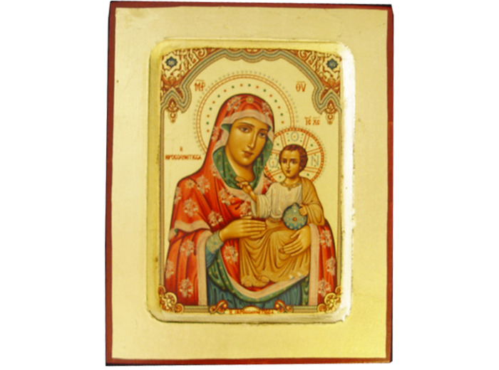 Icône plate 10,5*13,5cm- VIERGE JERUSALEM ROUGE