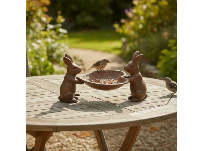 Mangeoire fonte cœur support lapin 28x15x15cm