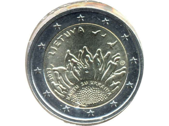 LITUANIE 2023 2 EURO SAUVEZ L'UKRAINE KARTU SU UKRAINA SUP