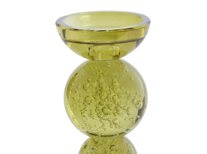 Bougeoir bullé ITINGA vert olive 10x27cm