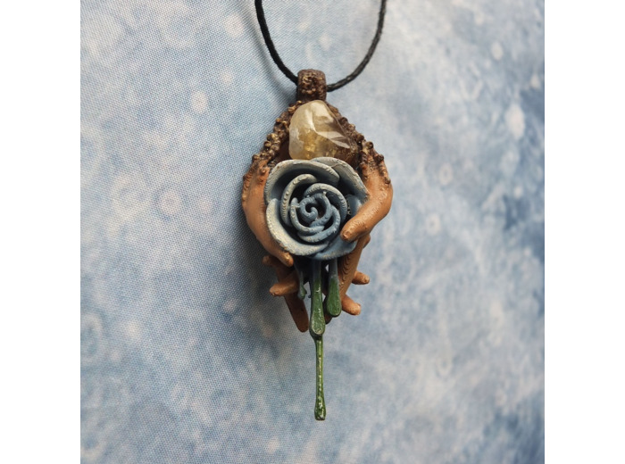 Pendentif "Rosée du matin" pierre naturelle Ambre