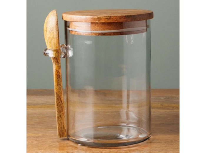 Bocal hermétique cuillère bois 16x12cm
