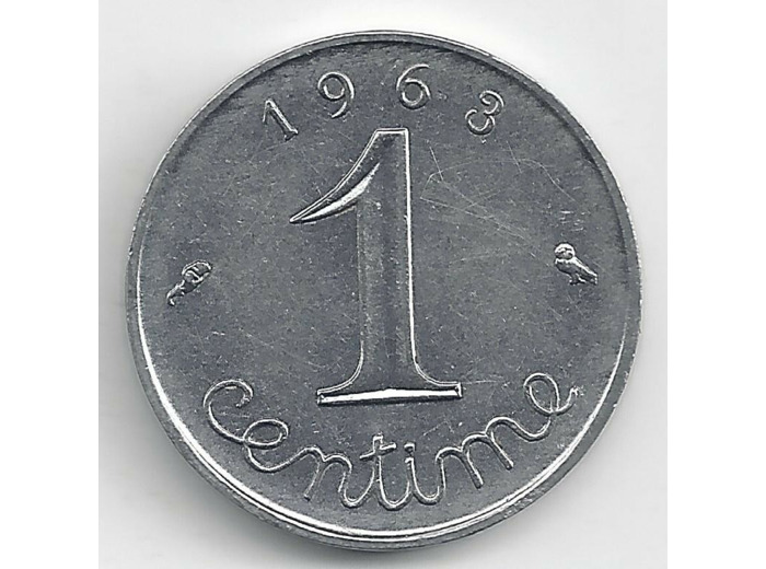 FRANCE 1 CENTIME INOX 1963 SUP-