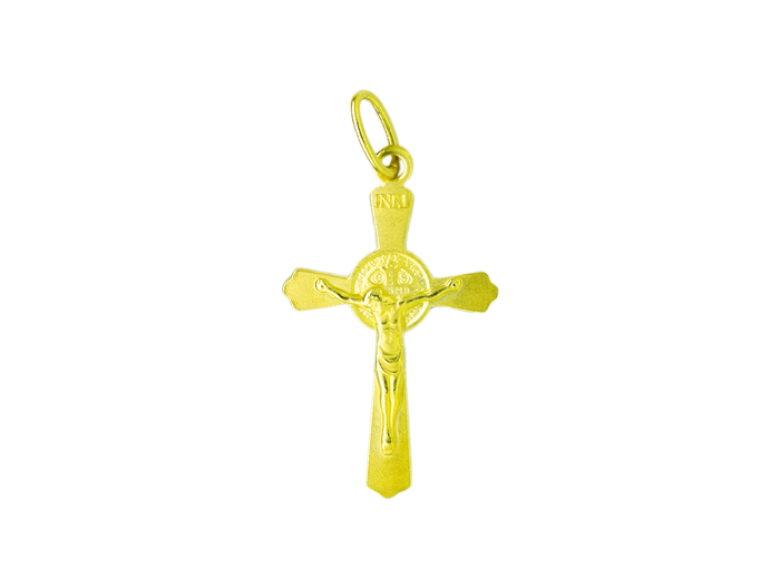 Croix en Plaqué Or - Base Argent - 22mm - ST BENOIT
