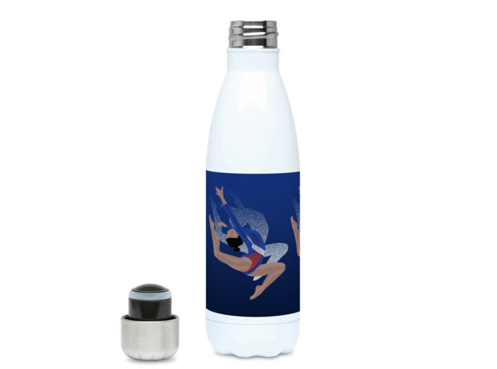 Gourde isotherme gymnastique bleue "Tatiana la gymnaste" - Personnalisable