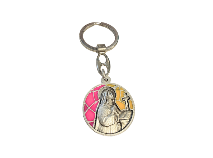 Porte Clé en métal avec relief 30mm - Bicolore - Sainte Rita