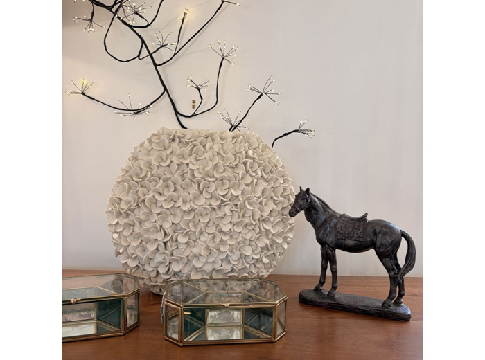 Statuette Sculpture Cheval Noir Patiné en Résine 24x10x23cm