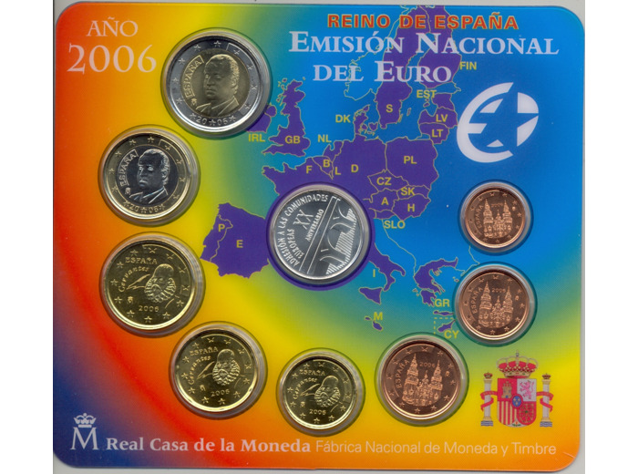 ESPAGNE 2006 SERIE 8 MONNAIES ET UNE MEDAILLE B.U