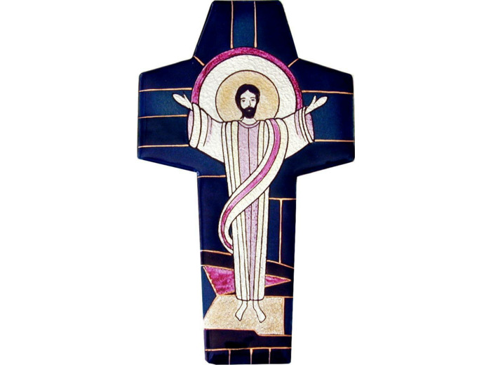 Croix de Résurrection bleu 18X10,4cm - EMAUX DU LIBAN