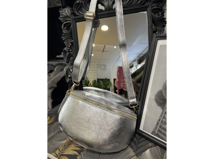 B1016-4 Banane cuir argent