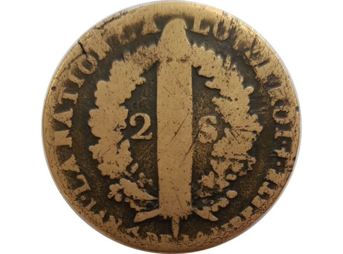 FRANCE LOUIS XVI 2 SOLS FRANÇOIS 1792 W. (Arras) AN 4 1er semestre B+