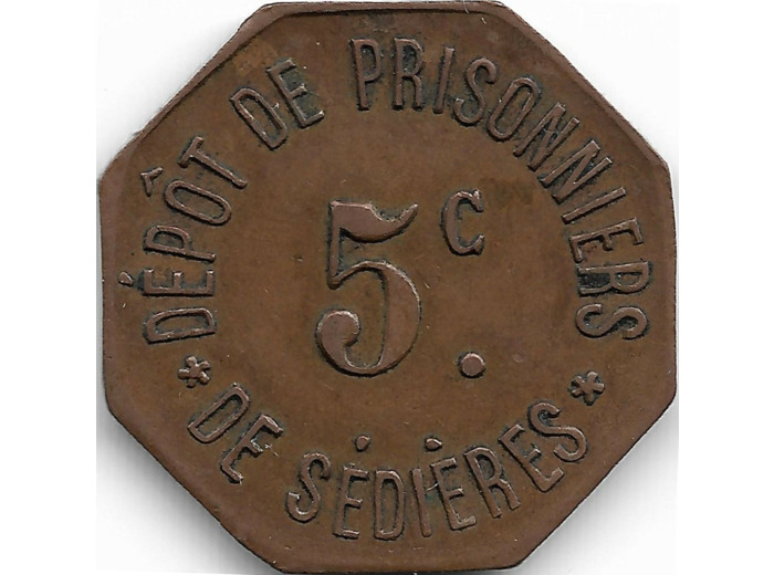 19 CORREZE - CLERGOUX 5 CENTIMES DEPOT DE PRISONNIERS DE SEDIERES 14/18 TTB+