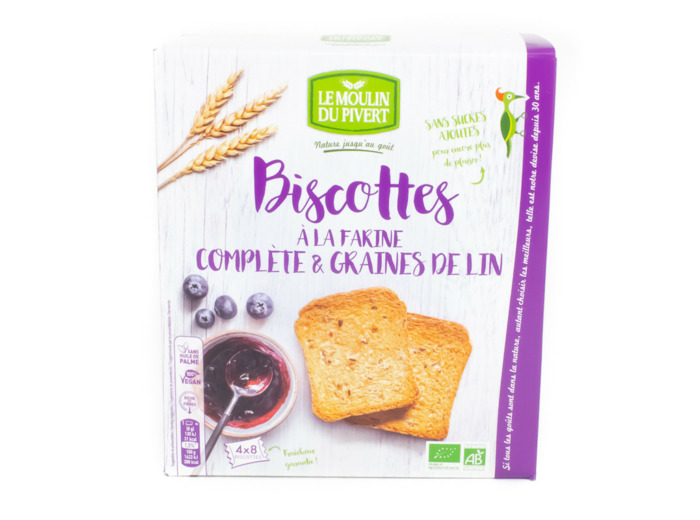 Biscottes Farine Complète Graines de Lin Bio 270g