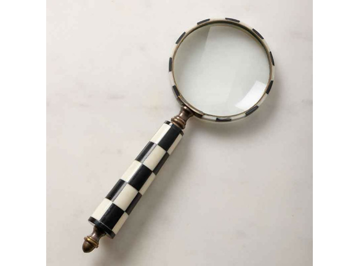 Loupe Damier Noir et Blanc résine 22x9cm