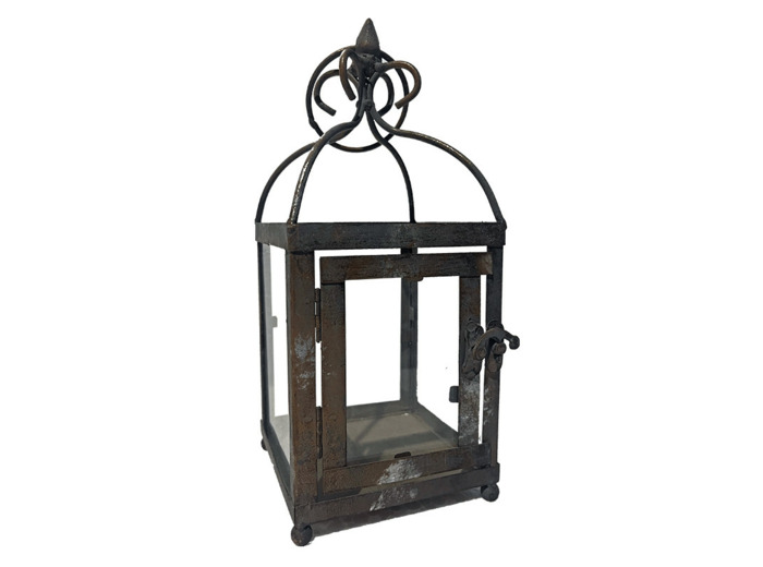 Lanterne de jardin fer gris 11x11x27cm
