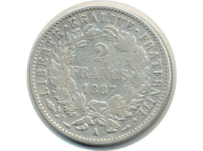 FRANCE 2 FRANCS CERES 1887 A TB+ (G530a) N2