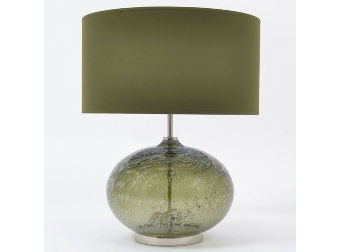 Lampe volcanique boule kaki verre 38x38x50cm