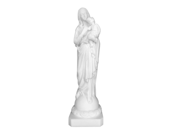 Vierge à l'Enfant- Statue en albâtre 24cm -Blanche
