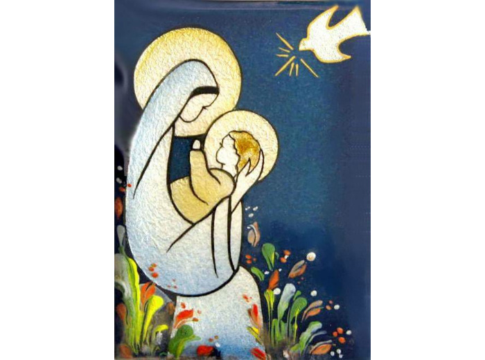 Vierge assise 11,6X8,4cm - EMAUX DU LIBAN