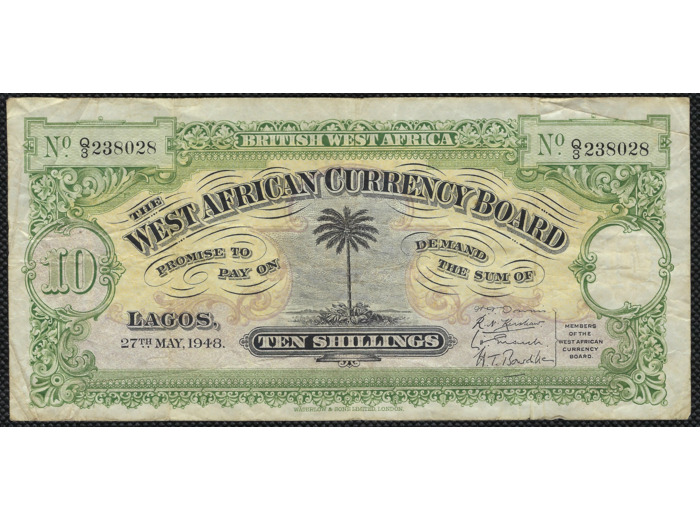 AFRIQUE OCCIDENTALE BRITANIQUE 10 SCHILLINGS 27-5-1948 TB+ (W7b)