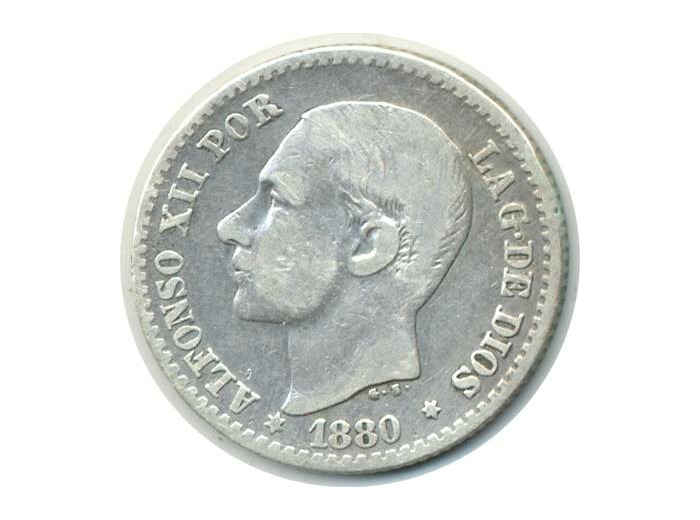 ESPAGNE 50 CENTIMOS 1880 MSM ALFONSO XII TB+ (W685) N1