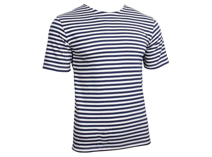 Telnyashka russe authentique : t-shirt rayé bleu et blanc de la marine, symbole militaire
