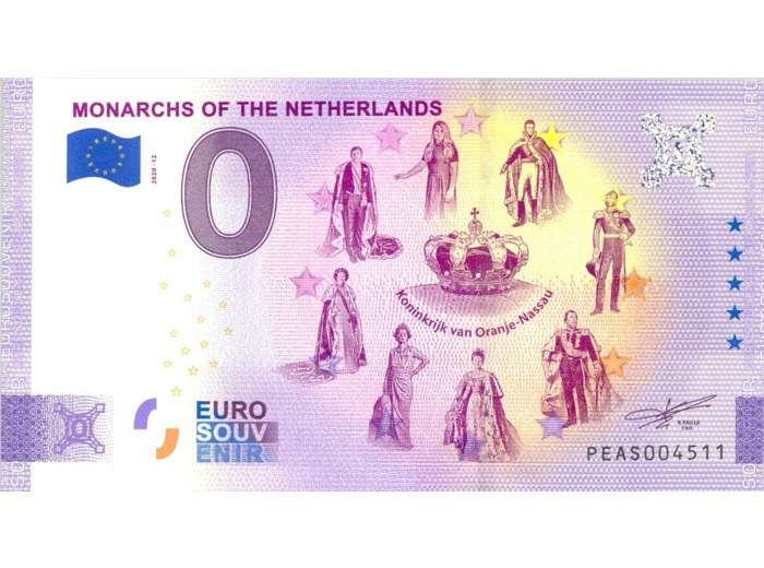 PAYS BAS 2020-12 MONARCHS OF THE NETHERLANDS ANNIVERSAIRE BILLET SOUVENIR 0 EURO